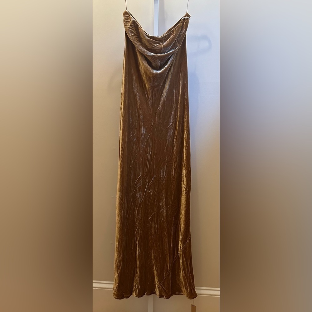 NEW Reformation Sylvania Velvet Dress Sz XL Petite Gold